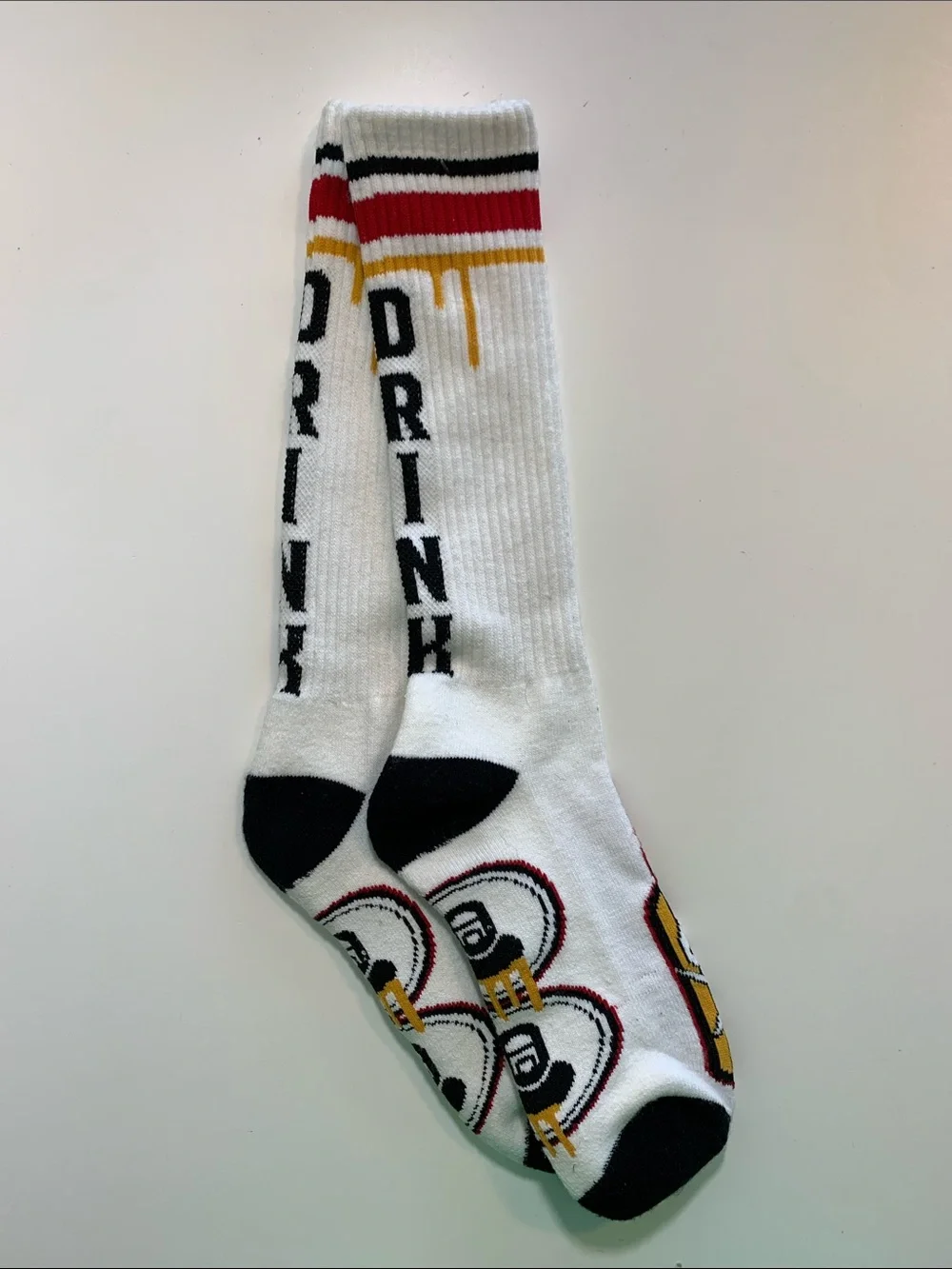 Men’s “Drink” White Crew Socks